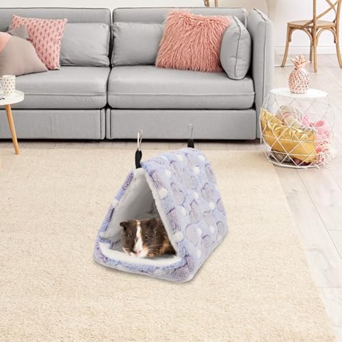 Litewoo Sugar Glider Bed Cozy Small Animal Hammock Hanging House Washable Warm Guinea Pig Hideout Hamster Cave Accessories for Rat Hamster Gerbil Sugar Glider Chinchilla Squirrel and Bird (Blue) - color: Blue