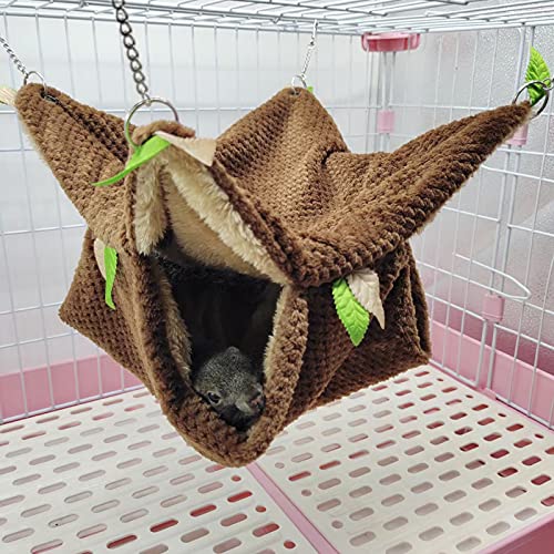 Small Animal Hammock, Hamster Hanging Bunkbed Hammock & Tunnel Warm Bed House Cage Nest Cage Hanging Tunnel and Hammock for Sugar Glider Squirrel Hamster Parrot Mice Chinchilla Flying Squirrel Rat