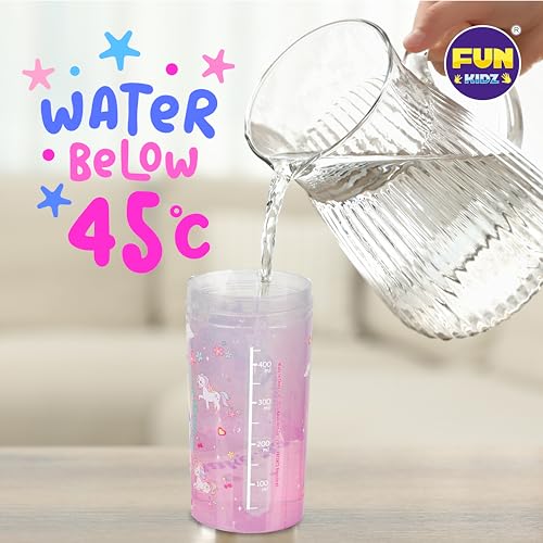 3 Packs Girl Designs 17oz Kids Water Bottle, Total My Style Spout Cover and Carry Handle Designed Lid Leak Proof BPA Free for Girls Ages 3+ Dishwasher Safe for Sports School Travel with Silicone Straw