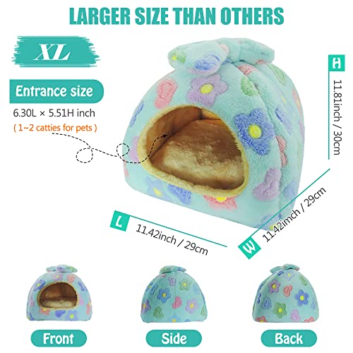 HOMEYA Small Animal Pet Bed, Sleeping House Habitat Nest for Guinea Pig Hamster Hedgehog Rat Chinchilla Hideout Bedding Snuggle Sack Cuddle Cup Cage Accessories with Removable Washable Mat(Blue) - color: Blue