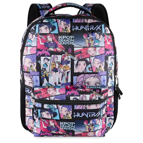 AI ACCESSORY INNOVATIONS K-Pop Demon Hunters Huntrix 16” Backpack for Girls, Featuring an AOP of Rumi, Zoey, Mira, Allover Print - color: Kpop Allover Print