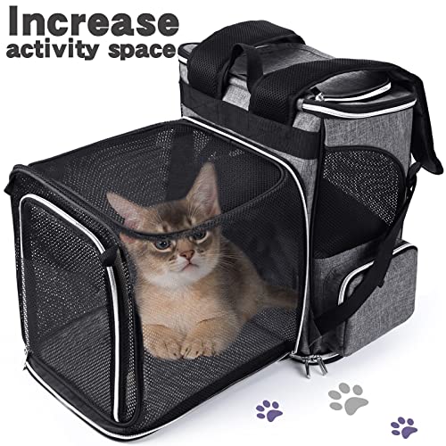 BAGLHER Expandable Pet Carrier Backpack，Pet Backpack for Small Cats Puppies Dogs Bunny, Airline-Approved Ventilate Backpack for Travel, Hiking and Outdoor Use. Grey - color: Grey, size: Old-Expandable