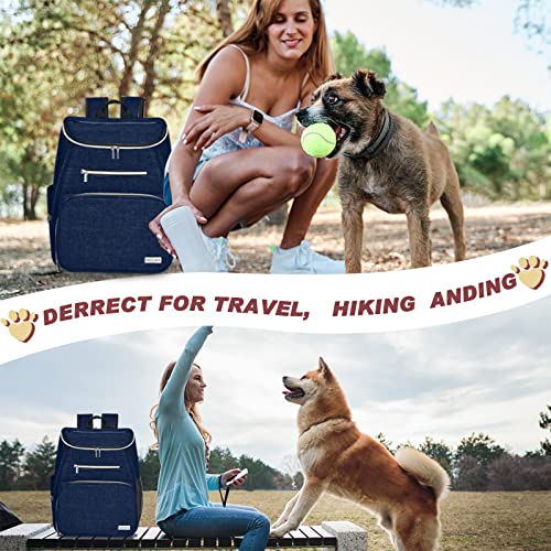 BAGLHER丨Dog Travel Bag Backpack, Airline Approved Pet Supplies Backpack, Dog Travel Bag with 2 Silicone Collapsible Bowls and 2 Food Baskets Dark Blue - color: Dark Blue