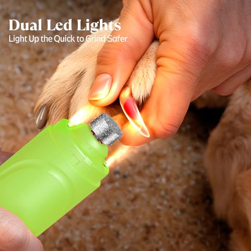 Dog Nail Grinder, Dog Nail Trimmers and Clippers Kit, Super Quiet, Rechargeable, for Small Large Dogs Cats Toenail Claw Grooming,3 Speeds - color: Mint Green