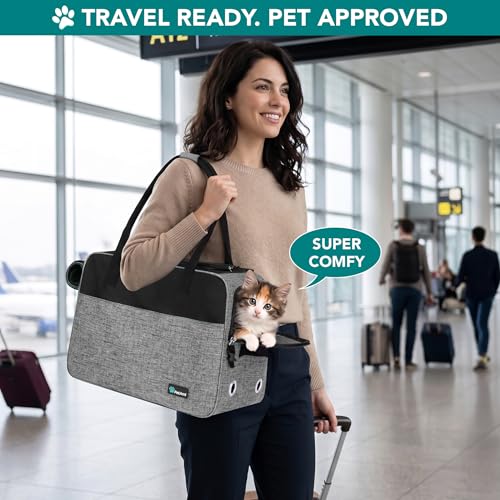 PetAmi Dog Purse Carrier for Small Dogs Cats, TSA Airline Approved Soft-Sided Pet Carrier with Pockets, Ventilated Travel Tote Bag with Bed & Shoulder Strap, Puppy Kitten, Max 12 lbs, Heather Grey - color: Heather Grey