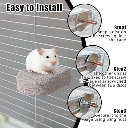 4 Pack Hamster Rat Lava Ledge Platform Teeth Grinding Chewing Toy (S,Grey) | Chinchillas Pumice Teeth Grinding Block Perch Stand Jumping Platform Small Animals Cage Accessories for Gerbil Mouse Bird