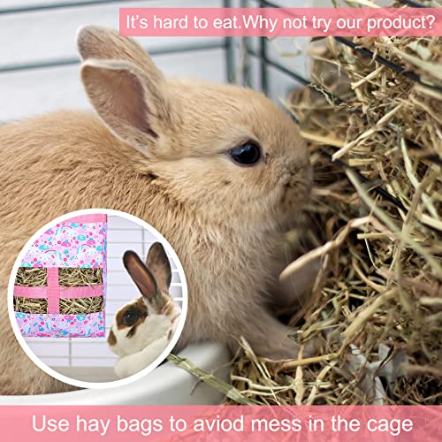 2 Pieces Guinea Pig Hay Bag Washable Pet Rabbit Hay Feeder Bag with 2 Holes Cute Small Animal Hanging Feeder Sack Storage for Rabbit Guinea Pig Chinchilla Hamster Small Pets (Mermaid, Unicorn)