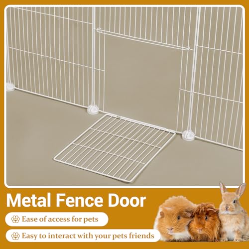 VISCOO 12 Panels Guinea Pig Cages, 48" x 24" x 16" DIY Small Animal Playpen | with Waterproof Mat,C&C Cage for Guinea Pigs, Bunny, Hamsters, Indoor Portable Metal Wire Yard Fence Rabbit Cage - color: White 12 P-A