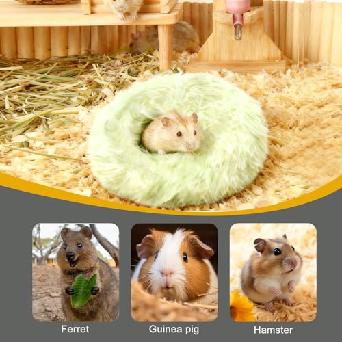 2-Pack Guinea Pig Backpack and Burrowing Bed, Portable Small Animal Cage with Bubble Clear Window, Plush and Fluffy Hideaway Pet Bed for Piggies, Hamster - color: Green
