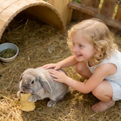 6Pcs Rabbit Chew Toys Loofah Guinea Pig Treats Bunny Enrichment Toys | Natural,with Rope,for Chinchillas Guinea Pig,Rabbit Toys for Bunnies Boredom,rabbit chew toys for teeth,bunny chew toys - size: 6PCS With a Rope
