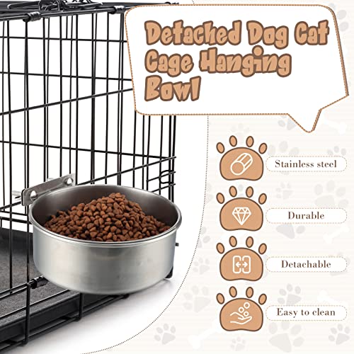 Zopeal 4 Pcs Stainless Steel Dog Bowls No Spill 1 Quart Hanging Dog Crate Water Bowl Cage Puppy Bowls Pet Food Holder for Kennel Large and Medium Dogs Guinea Pig Rabbit Chicken Coop Cup