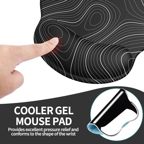 Mouse Pad with Wrist Rest, Comfortable Computer Mousepad with Gel Wrist Support Smooth Surface and Non-Slip PU Base for Pain Relief, Laptop, Office & Home (Black Line) - color: Black Line