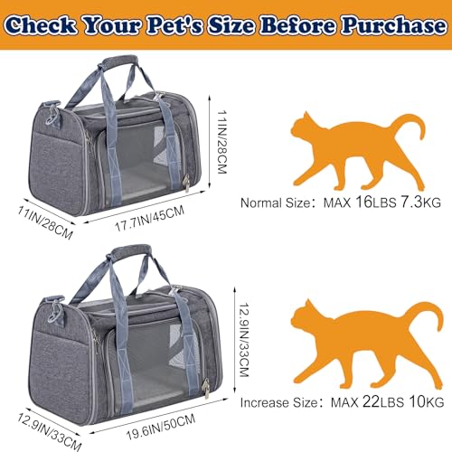 Soft-Sided Cat/Dog Carrier, Car Travel Pet Carrier Up to 16LB with Backpack Straps & Removable Washable Pad, Collapsible Mesh Puppy Carry Bag for Small Animals, Gray - color: Grey