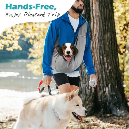 Pawaboo Small Dog Sling Carrier | Reversible Puppy Small Pet Carrier,Hands Free,Safety Buckle,Storage Pocket for Travel,Outdoor Activities Light Gray - color: Light Gray