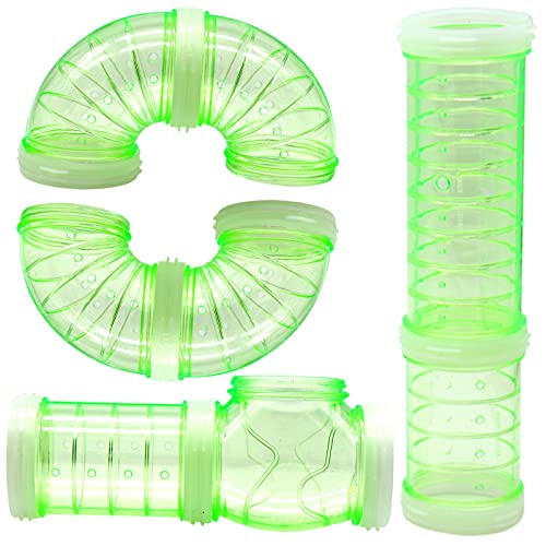 8 Pack Transparent Curved Pipe Pet Cage Tunnel Set - DIY Creative Connection Tunnel External Sports Tube for Mouse, Hamster, Rat and Other Small Animals - color: Green