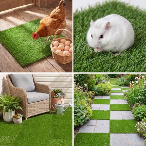 8Pcs Chicken Nesting Box Pads Washable Artificial Grass Nesting Pads | With Rubber Backing,Reusable Chicken Nesting Pads for Chicken Coop and Pet Garden Lawn Indoor Outdoor 12"×12"