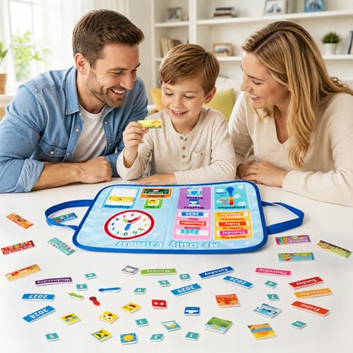 WATINC Travel Felt Board Story Set - Portable Felt Board Educational Birthday Gift for Boys Girls, Themed Storytelling Preschool Early Learning Interactive Play Kit for Toddlers (Calendar) - style: Calendar