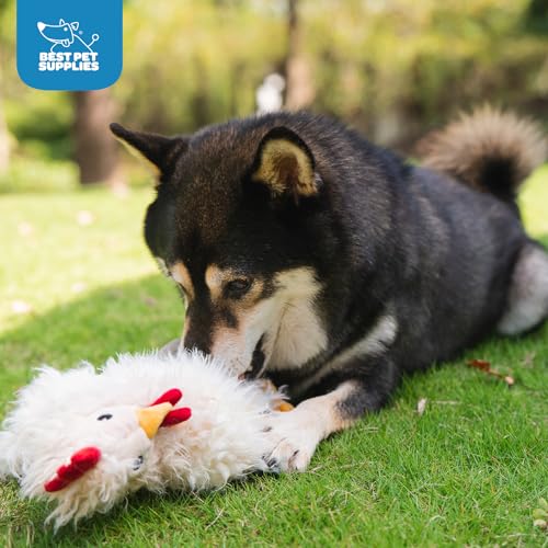 Best Pet Supplies Interactive Squeaky Dog Chew Toy, Ideal Dog Toys for Chewers, Small, Medium & Large Dogs, and Fetch Lovers - Crinkle Chicken (Brown, Beige, Wine Red), Large - color: Crinkle Chicken (Brown, Beige, Wine Red), size: Large