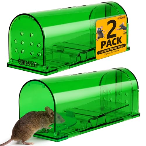 2 Pcs Humane Mouse Traps No Kill,Catch and Release Mouse Traps That Work,Live Mouse Trap Small Capture Cage,Reusable Mice Trap Catch for House & Outdoors - size: 2 Pack