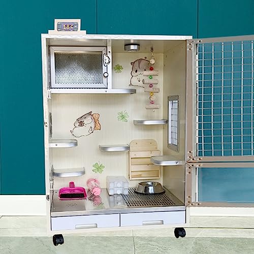 Heavy-Duty Steel Wire Large Chinchilla Cage, 24-Inch Transparent Guinea Pig & Rat Habitat with Removable Tray - color: C6-charged Ice nest