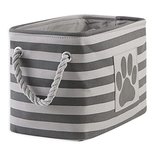 Bone Dry Pet Storage Collection Striped Paw Patch Bin, Small Rectangle, Gray - color: Gray, size: Small Rectangle