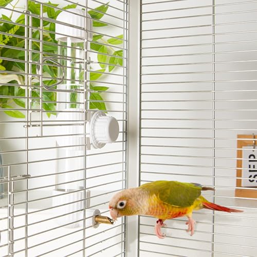 9.4 Fl Oz No Mess Bird Water Dispenser, Sipper Bottle | 9.4oz/280ml capacity easy view & simple mount Clear Cage Water Drinker for Parakeets Cockatiels Budgies Finch Lovebirds - color: White, size: 9.4 fl oz (280ml)
