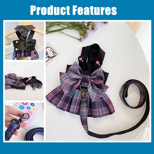 Dog Dress,Dog Harness and Leash Set,Puppy Cat Bunny Rabbit Clothes for Small Large Dogs Dresses - color: APurple, size: Medium