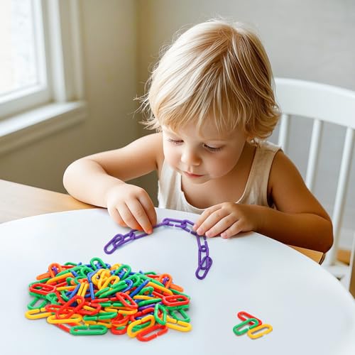 1000 Pieces Plastic C-Clip Hooks Chain Links, Interchangeable Rainbow C-Links Kids Learning Toys for Classroom Preschool, Sugar Glider Swing Climbing Cage Toys for Small Pet Rat Parrot Bird