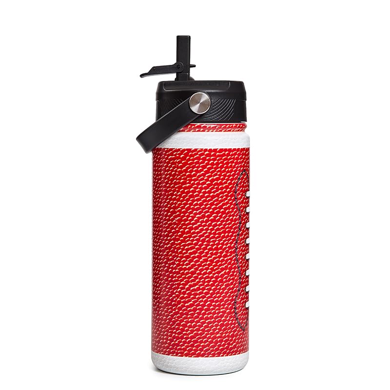 2Pack 18oz Gift Stuff Kids Insulated Stainless Steel Water Bottle, Leak Proof Vacuum Metal Water Bottles for School Travel(American football, 18 Ounces) - color: American football