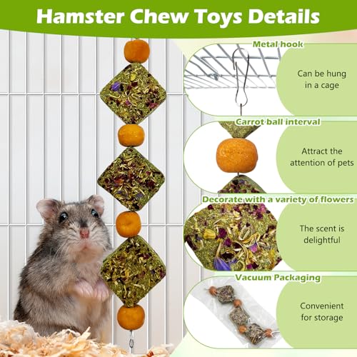 kathson Rabbit Chew Toys for Teeth Bunny Natural Timothy Grass Cake Guinea Pig Hanging Chew Toys Treats for Bunny Chinchilla Hamsters Squirrel and Other Small Pets Playing Improve Pets Dental - style: Style D