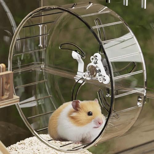 Hamster Wheel, Silent Running Exercise Wheel with Adjustable Stand for Hamster Guinea Pig Gerbil Hedgehog Small Animal Cage Accessories (Clear, 7.1inch) - size: 7.1inch