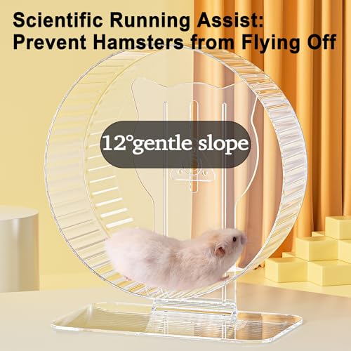 Silent Hamster Wheel 9.3 Inch, Quiet Spinner Running Wheel with Adjustable Stand & Non-Slip Track – Ideal Small Animal Cage Accessories for Hamsters Gerbils Dwarf Syrian Mice - color: (5A Premium Edition）Hamster Wheel+Pink Comb + Bowl
