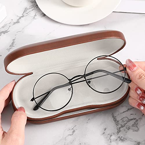 MoKo Double Eyeglass Case,Glasses and contact case 2 in 1 with Mirror | Double Sided Portable Contact Case and Mirror Tweezers Remover,Sunglasses case Container Soak Storage Kit for Women, Brown - color: Brown