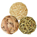 SunGrow 3 Pack Rabbit Chew Ball, Assorted Grass Teething Toy for Small Pocket Pet, Dental Wear Support, Boredom Relief Activity, Safe Woven Treat Enrichment for Bunny Guinea Pig Hamster Rat