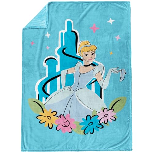 Jay Franco Kids Plush Throw Blanket – Soft & Cozy Fleece Throw for Bedroom & Couch Décor, Official Licensed Product, Blue - Disney Princess Cinderella, 60x90 - Large Blanket - color: Blue - Disney Princess Cinderella, size: 60x90 - Large Blanket