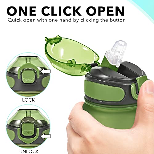 Enerbone 32 oz Drinking Water Bottle with Times to Drink and Straw, Motivational with Carrying Strap, Leakproof BPA & Toxic Free, Ensure You Drink Enough Water for Fitness Gym Outdoor - color: Hunter Green