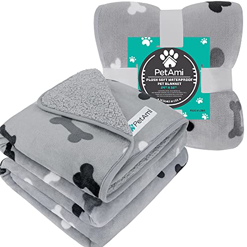 PETAMI Sherpa Fleece Waterproof CAT and Dog Blanket, Bone Gray, Small - color: Bone Gray, size: Small (24x32)