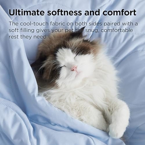 Bedsure ArcticMax™ Q-MAX>0.5 Premium Cooling Blanket for Small Dog，25x35” | Breathable Summer Washable Throw, Dog Blanket Cooling Mat Pad, Soft Durable Cold Self Cooling Pet Mat for Hot Weather，Blue - color: Powder Blue, size: S(25x35")