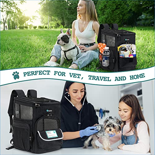 PetAmi Dog Backpack Carrier, Airline Approved 4-Way Entry Cat Backpack Carrier, Ventilated Mesh, Collapsible Pet Carrier for Small Puppy, Kitten, Hiking, Travel Car, Vet, up to 18 lbs, Black - color: Black