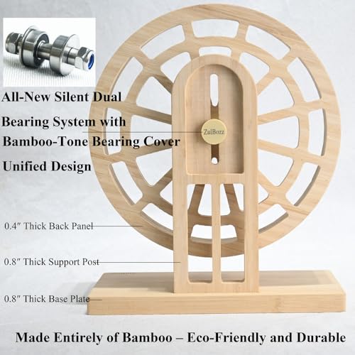 7" Silent Wooden Hamster Wheel - Bamboo Exercise Wheel for Dwarf Hamsters - size: S