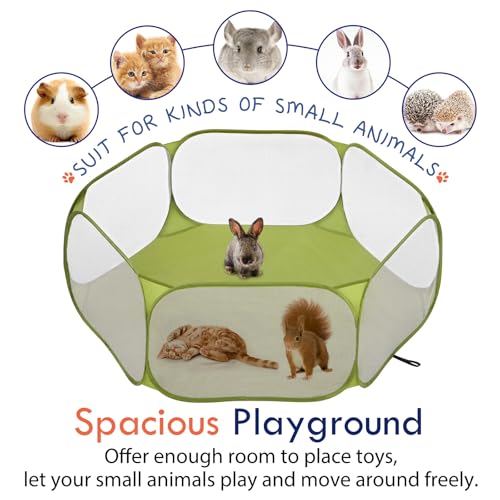 Pawaboo Small Animals Playpen, Green | Waterproof Small Pet Cage Tent, Strong Steel Wire Frame, Portable Outdoor - color: Avocado Green