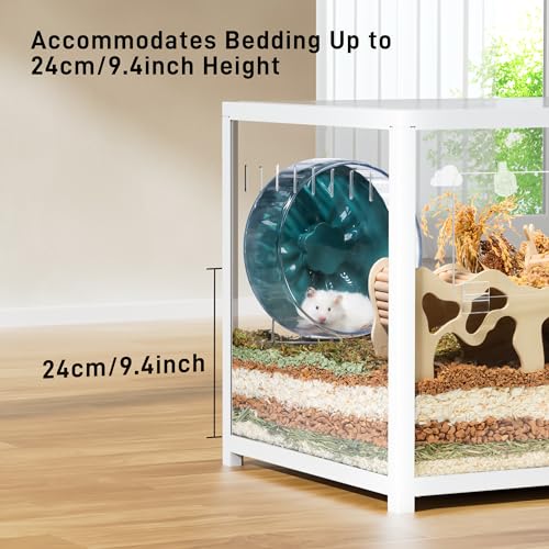 BUCATSTATE Hamster Cage 2.0, Large Hamster Enclosure (39in, White) | Stackable 5.4 ft² Large Habitats with Deep Beddiing Base, Sturdy Aluminum Frame, Front and Top Access, Easy Assemble - color: White, size: 39.3"L x 19.7"W x 20.6"H