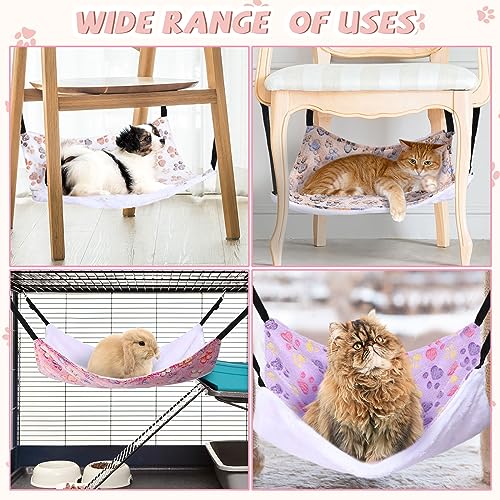 4 Pcs Cat Hammock for Cage Soft Hanging Pet Hammock Bed with Adjustable Straps and Metal Hooks Double Sided Bed for Large & Small Cats Ferret Rat Sugar Glider(Paw,20 x 24 Inch) - size: 20 x 24 Inch