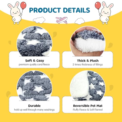 2 Pack Bunny Rabbit Bed - 10 x 13 Inch Upgraded-Thickness Pee Pads Bedding | Washable Bunny Rabbit Pee Pad with Absorbent Surface Helps Keep Cages Dry, Reusable Bedding for Rest Areas (Gray & Pink, M) - color: Gray + Pink, size: 10" X 13" - 2 Pack
