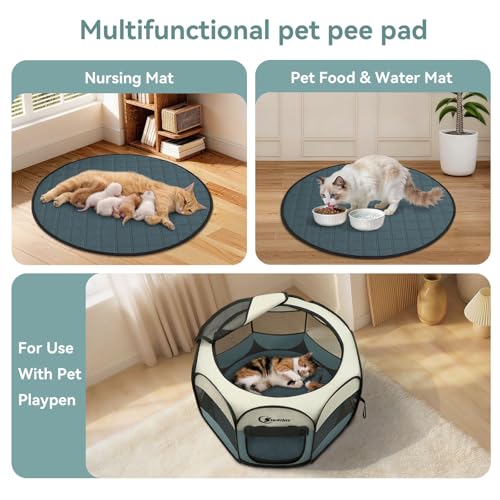 Siedihit Washable Reusable Pet Pee Pads, Absorbent Non-Slip Training Mat | for Dog Cat Rabbit Puppy Kitten, Whelping Playpen Crate Bed Cage Home Indoor Outdoor (Small - 4pack, Round) - size: Small - 4pack