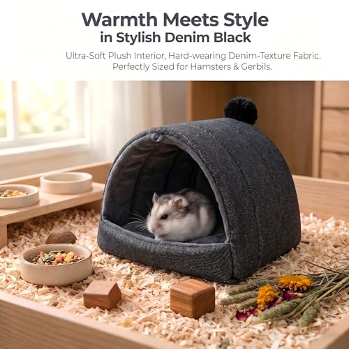 Rat Hamster Warm Bed House Hut Hanging Hammock Cute Nest for Small and Medium-Sized Pets (L), Suitable for Larger Pets(XL)-Black-XL - color: Black, size: XL