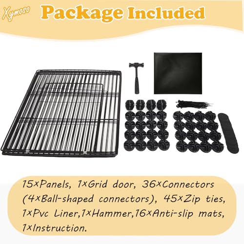 Xymoso DIY Guinea Pig Cages with Waterproof Canvas Bottom,16 Panels Small Animal Cage Pet Playpen with Door for Bunny Turtle Hedgehog,Indoor Metal Wire Yard Fence Outdoor