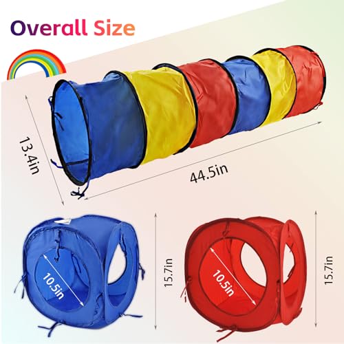Large Rabbit Tunnel,Collapsible Bunny Tunnels Hideouts,Colorful Tubes for Rabbits XL Indoor Outdoor Small Animal Interactive Toys