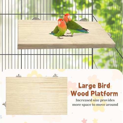 kathson 11.8 x 7.8 Inches Large Bird Perch, 2 PCS Natural Wooden Parrot Stand Platform, Parakeet Rectangle Stand Perch Shelf, Cockatiel Corner Shelf for Conure Budgie Cockatoo Macaw African Grey - size: 11.8x7.8in,2PCS