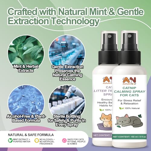 Cat Catnip Calming Spray & Cat Litter Box Attractant Kit, 2 x 150ml | Calming spray & litter box attractant support relaxed behavior, encourage proper litter box use at home, stop cats urinating - color: 2-in-1 (Cat Litter Training & Catnip Calming)
